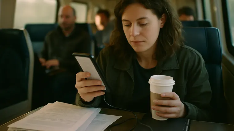A phone and a tablet on a desk, both showing a branded reading app