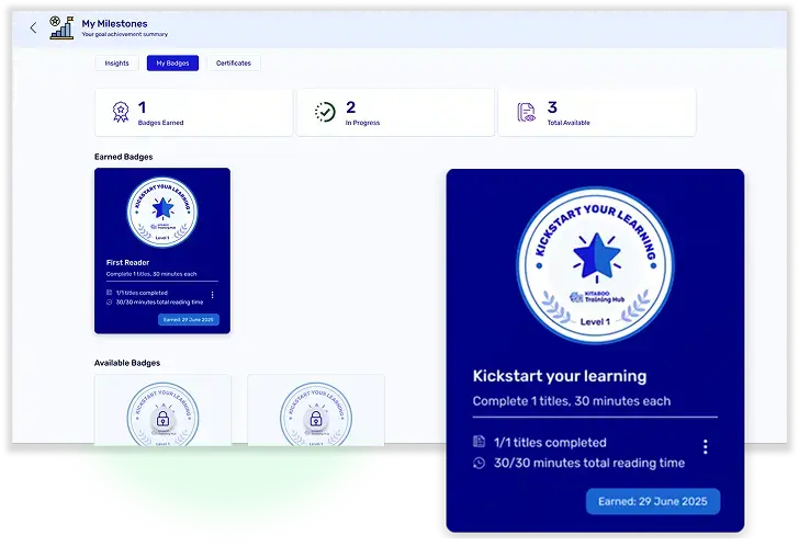 Original Training Hub product illustration: Recognize each milestone